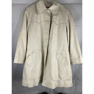 Women's London Fog Baltimore Trench Coat Size 14R Ivory Removable Fleece Lining
